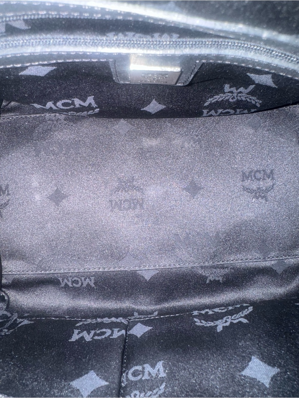 MCM Black Leather Satchel with original cards and MCM keychain EUC - Picture 7 of 12